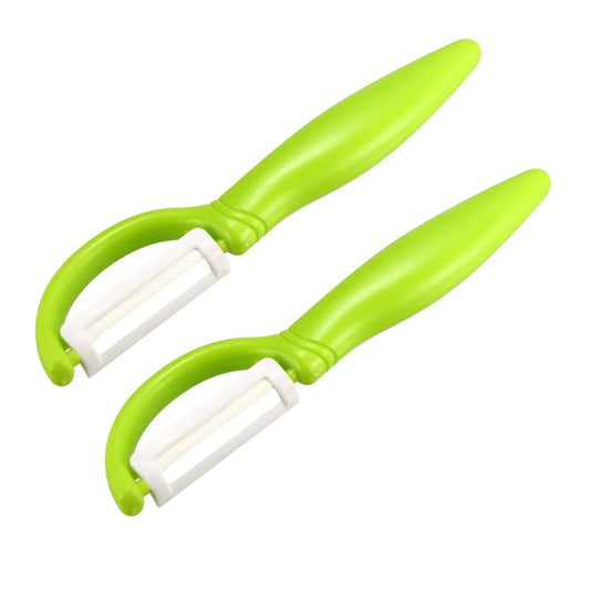 Multi-Peel Straight Peeler Ceramic Cutter for Kitchen Vegetable Green 2Pcs