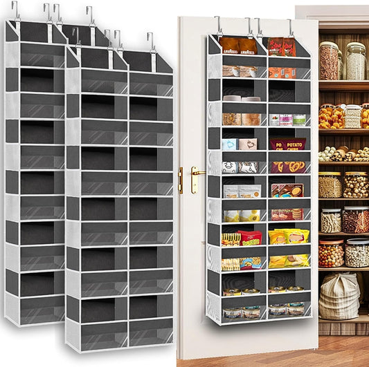 Over the Door Organizer 6 Tiers, Extra Large Behind Door Storage of 12 Compartments, 80 lbs Weight Capacity Hanging Storage Organizer with Clear Window Kids Toys, Shoes, Diapers, Room storage