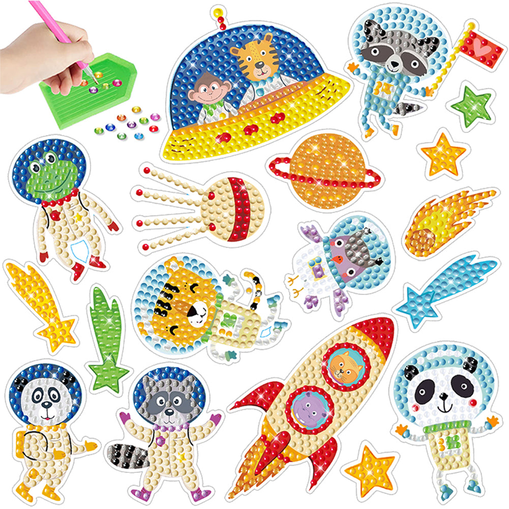 18PCS Diamond Painting Outer Space Stickers Kits for Kids Beginner Toy