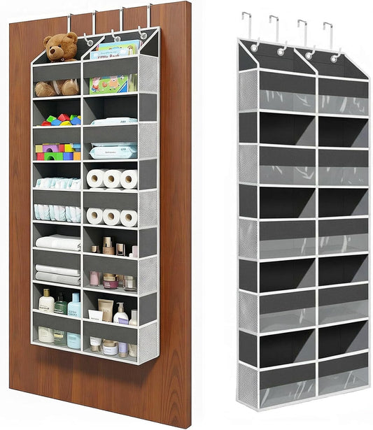 10-Pocket Over the Door Organizer with Heavy-Duty 600D Oxford Fabric, Upgraded Hooks with Silicone Protectors for Dorm, Closet Storage, Bedroom, Bathroom