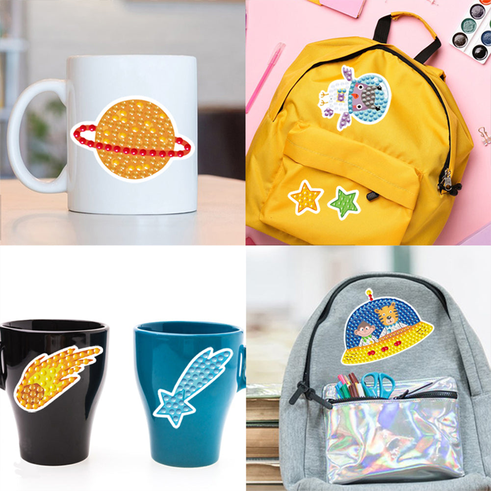 18PCS Diamond Painting Outer Space Stickers Kits for Kids Beginner Toy