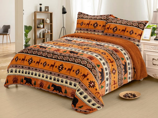 Plush Cabin Trail Blanket - 3 Piece Set