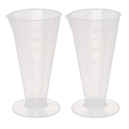 2pcs Kitchen Lab Plastic Conical Shape Measuring Cup 50ml Capacity - Clear