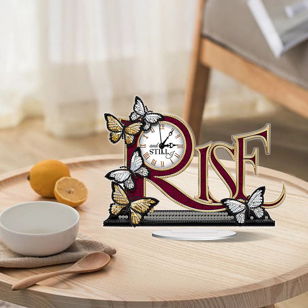 Diamond Painting Acrylic Butterfly Letter Clock Ornament